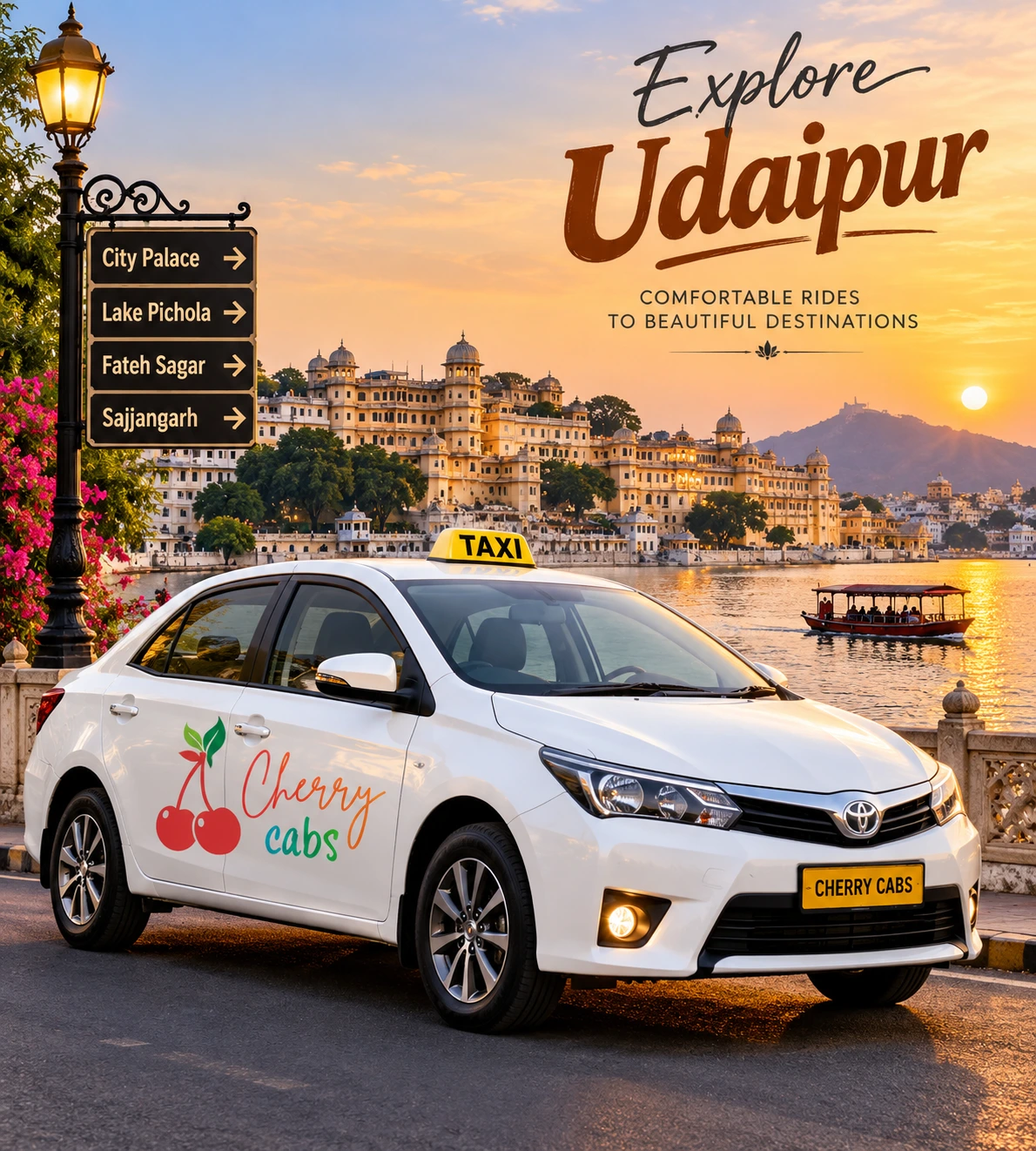 Cherry Cabs driver with guests in Udaipur